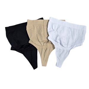 NIP 3-Pack Seamless High-Waisted Thong Shapewear Set | Medium